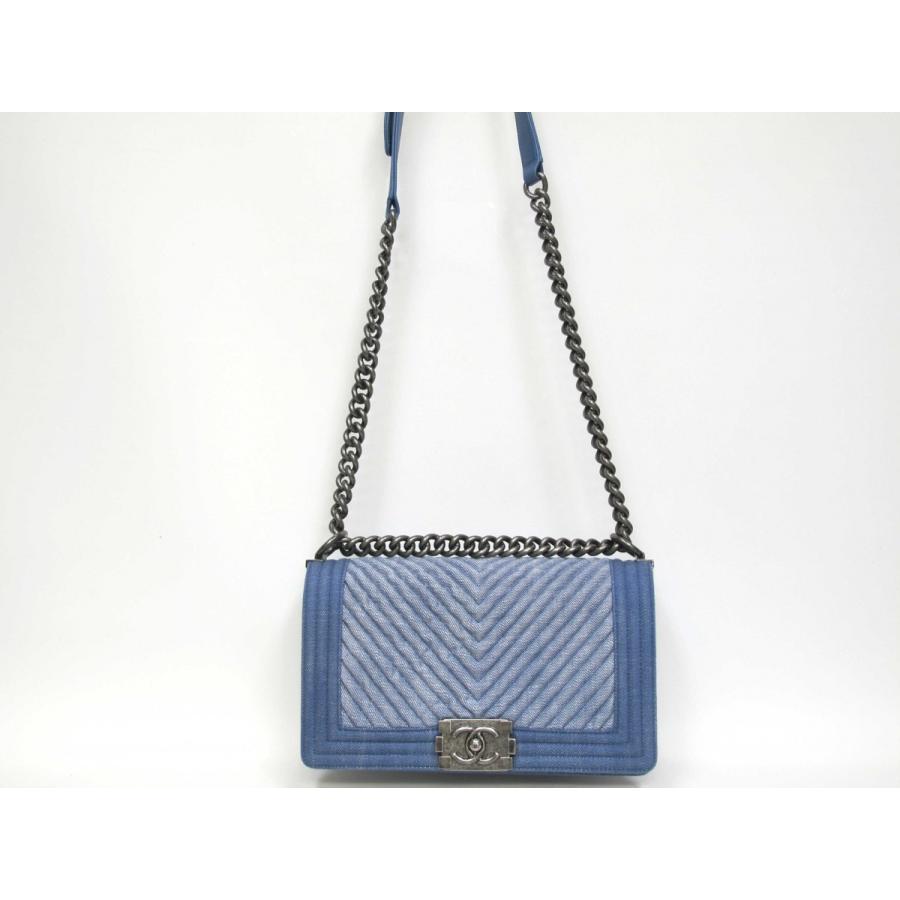【中古】 CHANEL シャネル ボーイシャネル20 チェーンショルダーバッグ 20番台 デニム×レザー ブルー ヴィンテージ シルバー金具 25004499 SA CHANEL - 【中古】 CHANEL シャネル ボーイシャネル20 チェーン