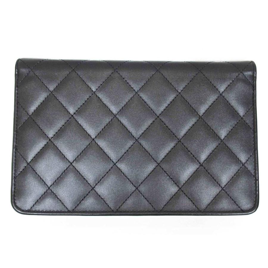 CHANEL 黒 レザー キルティング チェーンウォレット　ノベルティ CHANEL 黒 レザー キルティング チェーンウォレット ノベルティ