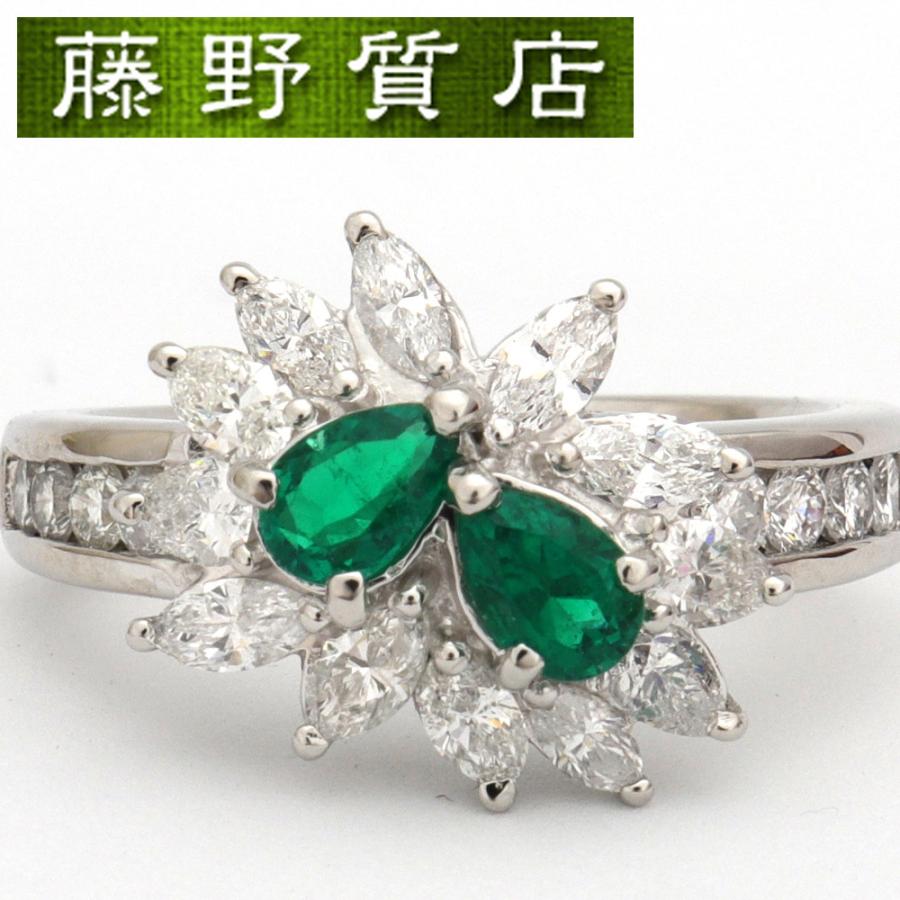 美品）エメラルド 0.52ct × ダイヤモンド 1.17ct リング 指輪 #12 12号 
