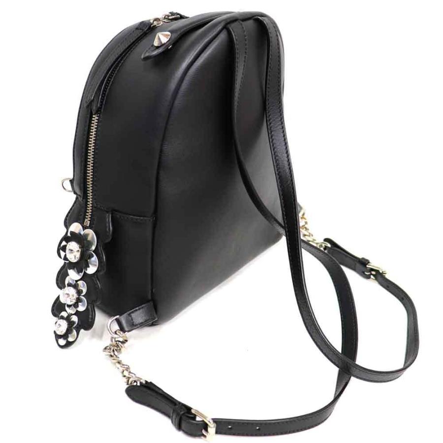 FENDI フェンディ リュック レザー ビジュー ミニバッグ ブラック 黒 FENDI（フェンディ） レザー リュック バックパック 黒 ブラック