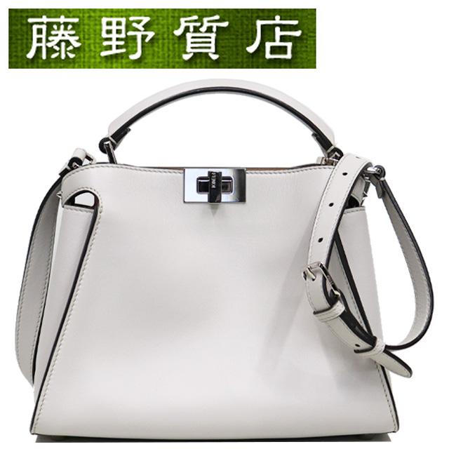 PEEKABOO フェンディ FENDI ピーカブー ライトグレー レザー シルバー