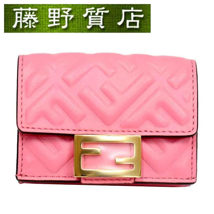 購入超安い ナッパマイクロ FENDI 未使用品 二つ折り財布 8M0420 ピンク 折り財布