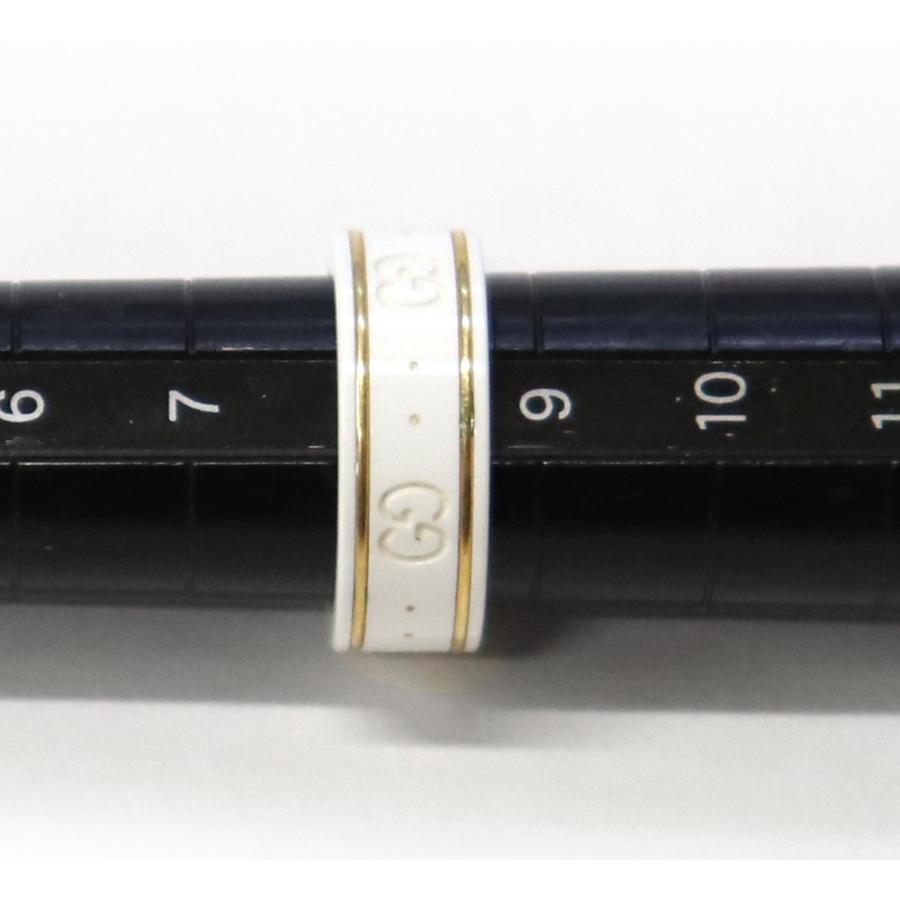 GUCCI（グッチ） (美品) GG アイコンリング #9 K18 YG × 白セラミック
