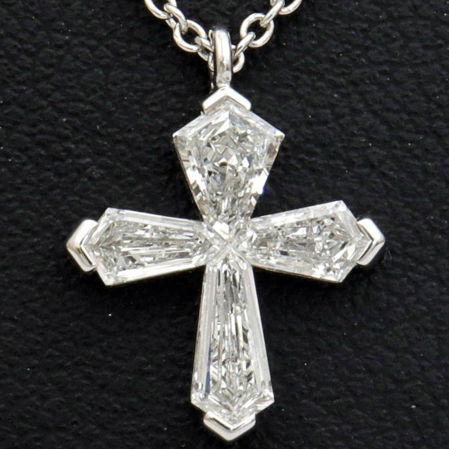 グラフ graff トラぺゾイドクロスネックレス ミニ K18ホワイトゴールド