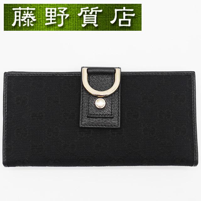 GGキャンバス （美品）グッチ GUCCI アビー 長財布 レザー 黒 ゴールド