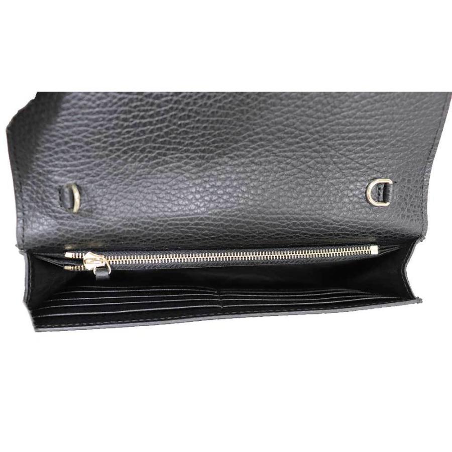 GUCCI グッチ レザー ウォレットチェーン シルバー ブラック GUCCI (未使用品) グッチ 2Wayチェーンウォレット レザー 黒