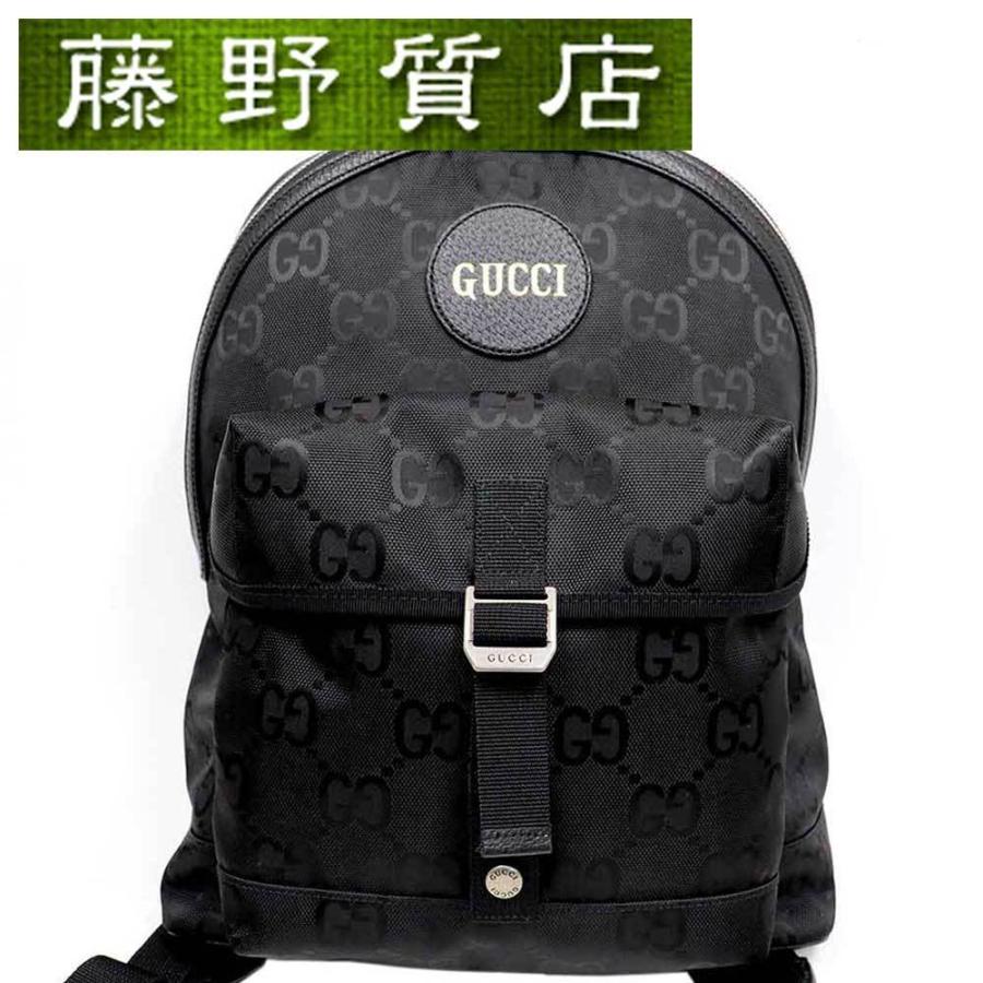 (美品)グッチ GUCCI オフザグリット バックパック リュック バッグ GGナイロン 644992 黒 シルバー金具 8229｜fujino-y-shop