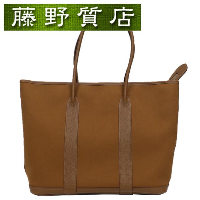 HERMES（エルメス） ガーデンジップ トートバッグ トワル × レザー