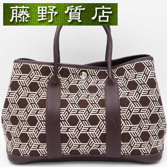 エルメス ガーデンパーティ キャンバス ベージュ×ブラウン 大容量 ガーデンパーティー エルメス HERMES ガーデンパーティTPM 30