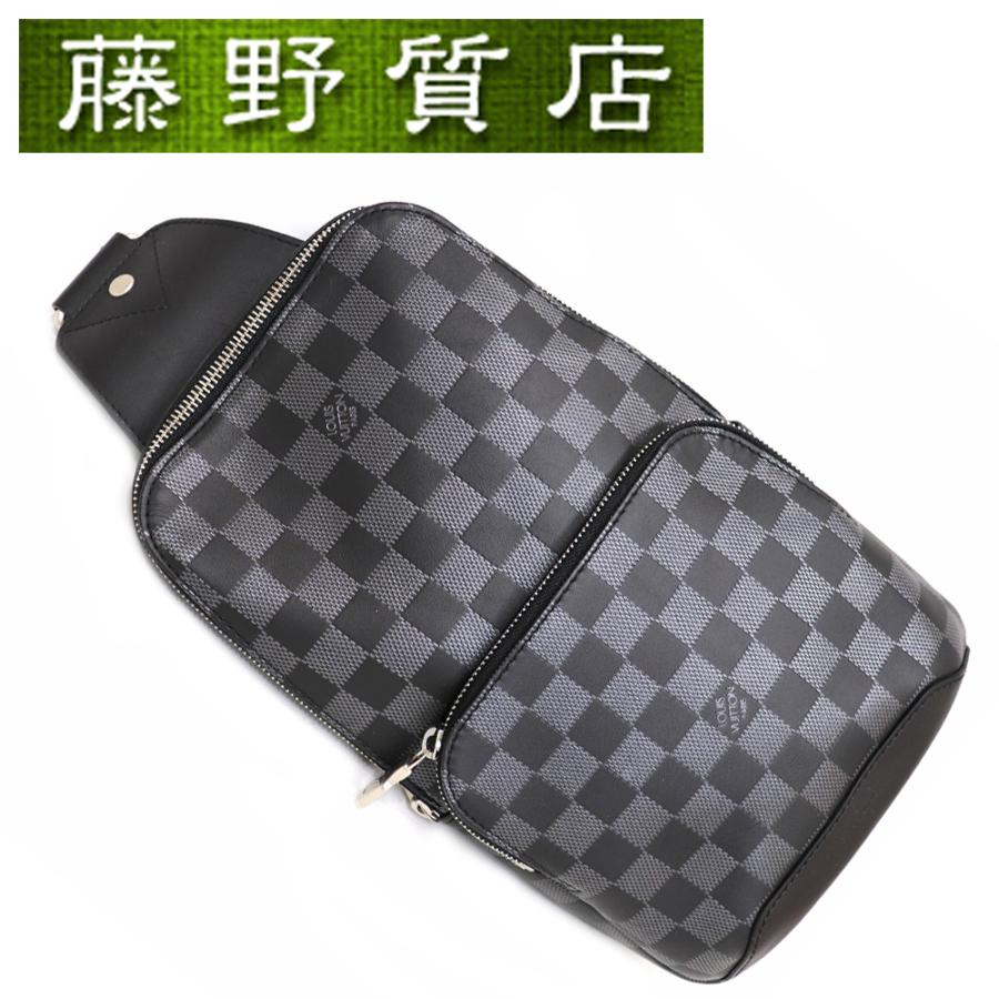 楽天 美品 ルイヴィトン Louis Vuitton アベニュースリング ボディ バッグ ショルダー クロスボディバッグ ダミエ アンフィニ ブラック レザー メンズ N 8053 上質で快適 Clockin Simplynumber In