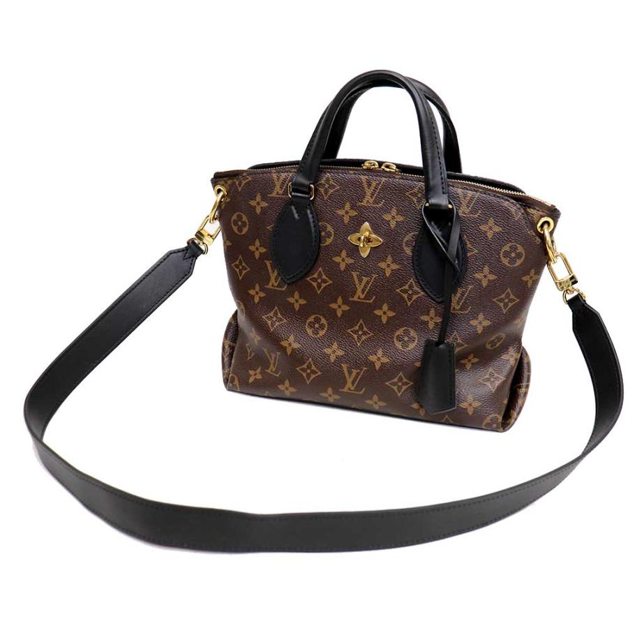 ルイヴィトン LOUIS VUITTON フラワー ジップ トート PM モノグラム ショルダー 2way M44351 茶×黒×ベージュ 8100