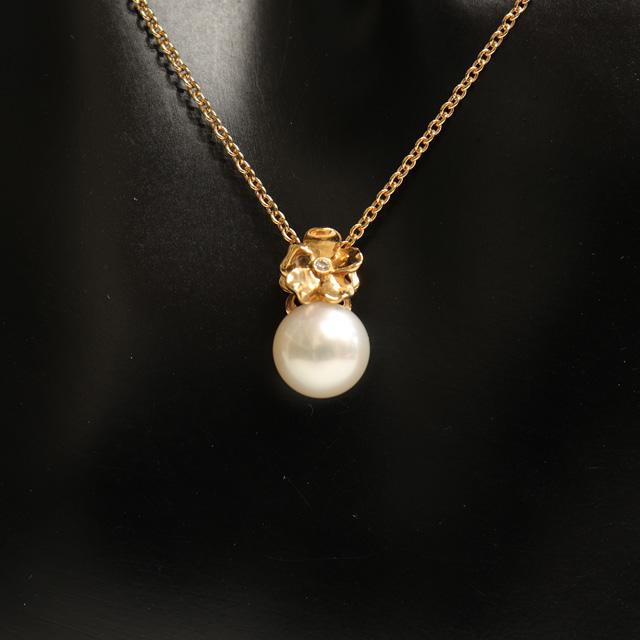 ミキモトパールネックレス　k18ダイヤ ミキモト パール 1粒 ダイヤモンドネックレス K18 あこや真珠