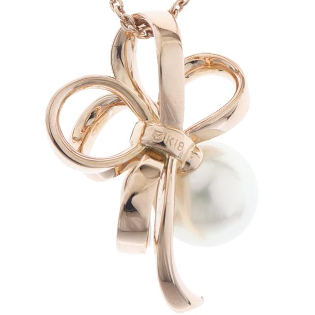 205【ミキモト】K18 ベビーパール　約3.4-3.9mm ネックレス　リボン 楽天市場】MIKIMOTO ミキモト リボン＆ベル ネックレス ベビー