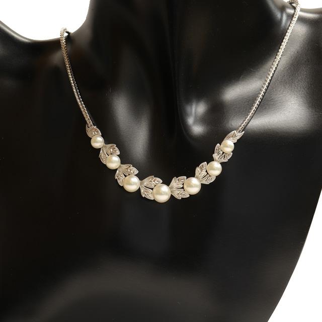 MIKIMOTO （美品）ミキモト パール ネックレス K18 WG ホワイト
