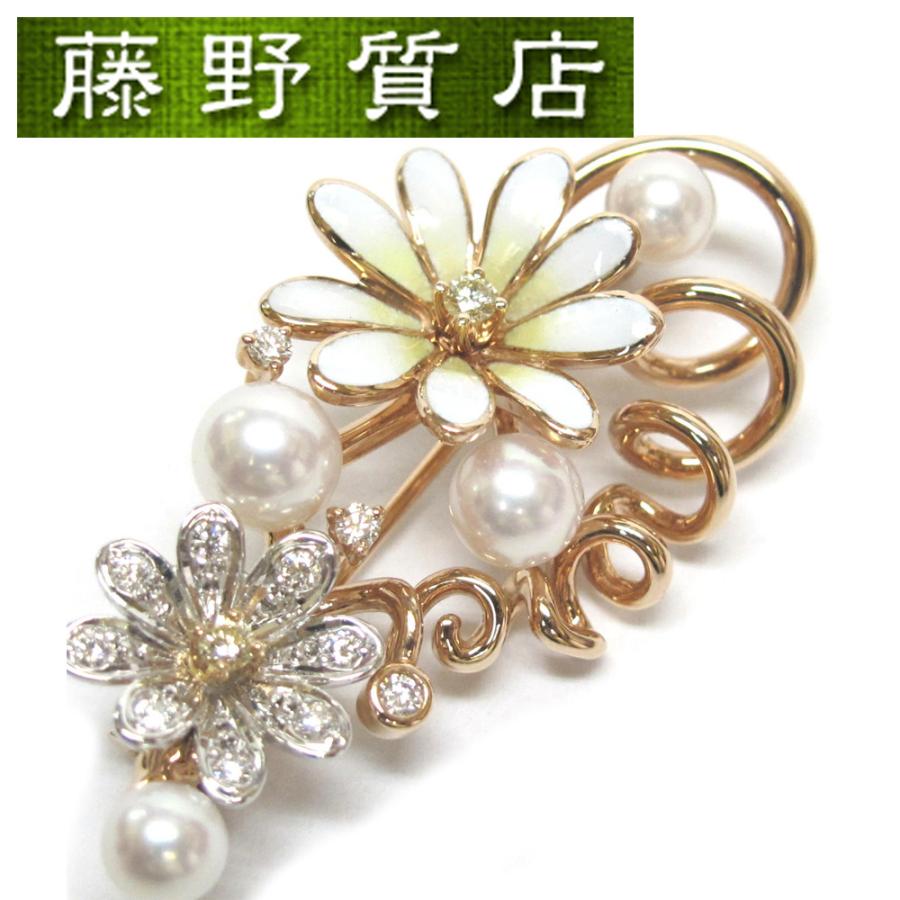 （美品）ミキモト MIKIMOTO パールダイヤフラワーブローチ K18ピンクG×K18W G×ダイヤモンド(約0.26ct)×七宝　8709  :MIKIMOTO-brooch-8709:藤野質店 Y-SHOP - 通販 - Yahoo!ショッピング