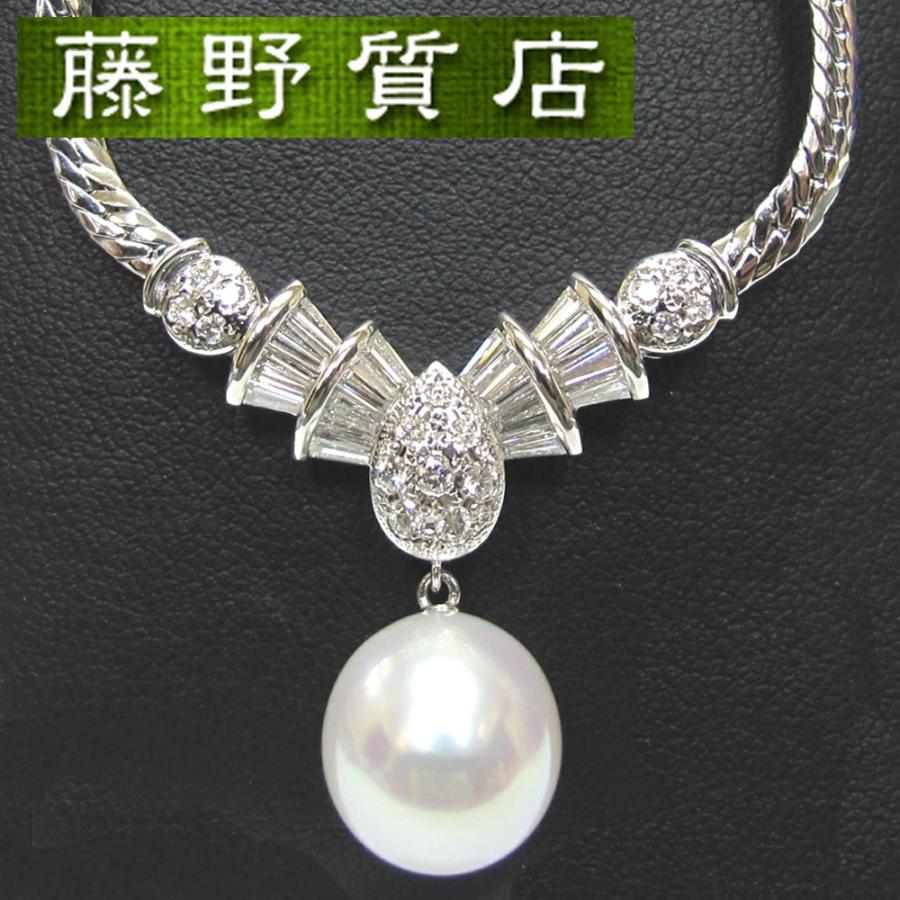 美品)ミキモト MIKIMOTO パールダイヤネックレス WG D1.12 9055