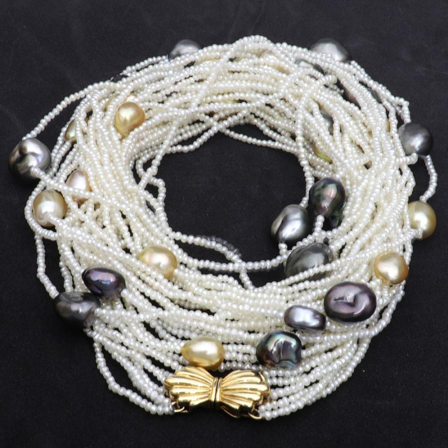 MIKIMOTO ミキモト 8連パールネックレス ケシ珠＆バロックパール