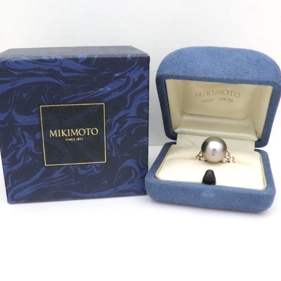 （美品）ミキモト MIKIMOTO ブラックパールリング(約9号) 12.9mm玉 K18YG×黒真珠×ダイヤモンド 0.93ct  8559｜fujino-y-shop｜06