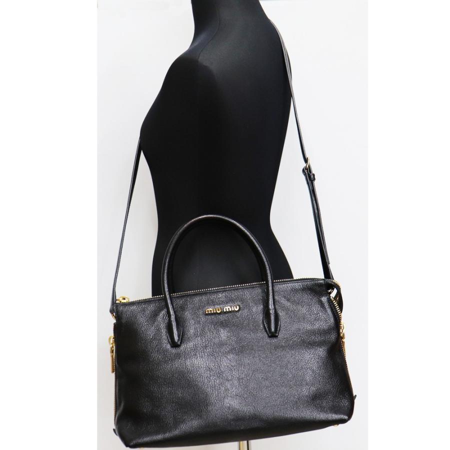miu 【美品】MIUMIU ミュウミュウ 2wayトートバッグ 黒×レザー