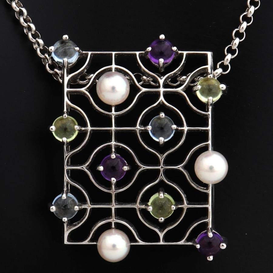 MIKIMOTO（ミキモト） (美品)ミキモト パールカラーストーンネックレス