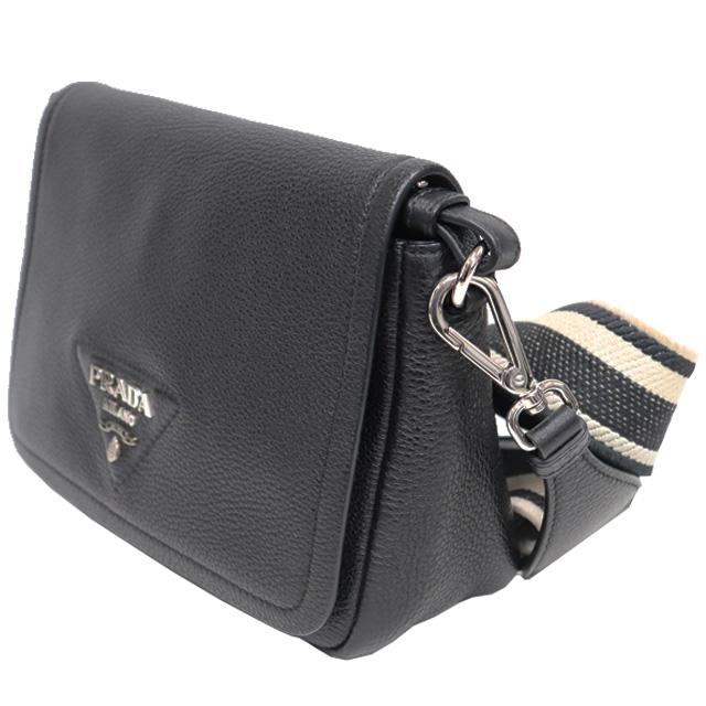 PRADA プラダ 斜め掛け ショルダーバッグ 型押しレザー 黒 PRADA プラダ 斜め掛け ショルダーバッグ 型押しレザー 黒