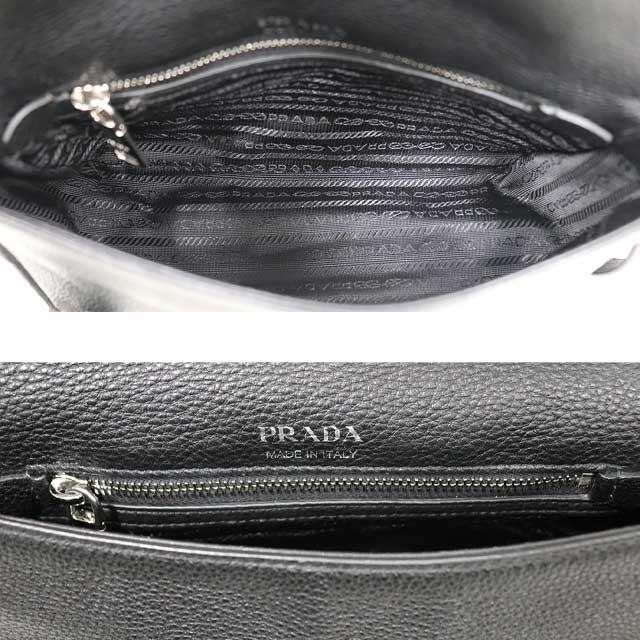 PRADA プラダ 斜め掛け ショルダーバッグ 型押しレザー 黒 PRADA プラダ 斜め掛け ショルダーバッグ 型押しレザー 黒