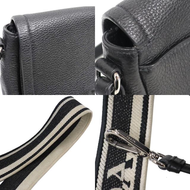PRADA プラダ 斜め掛け ショルダーバッグ 型押しレザー 黒 PRADA プラダ 斜め掛け ショルダーバッグ 型押しレザー 黒