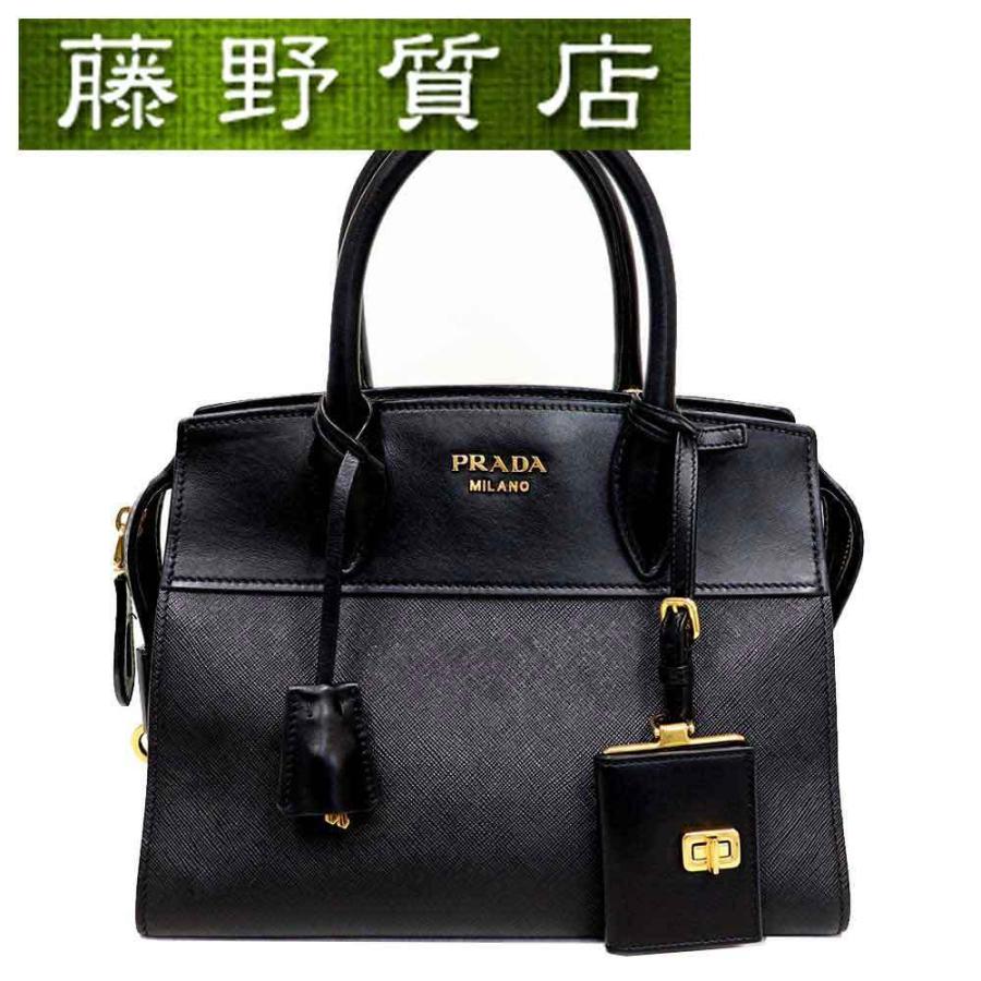 美品　プラダ PRADA 2WAYハンドバッグ ショルダーバッグ ブラック SAFFIANO（PRADA） プラダ PRADA 2WAY ハンドバック ショルダー