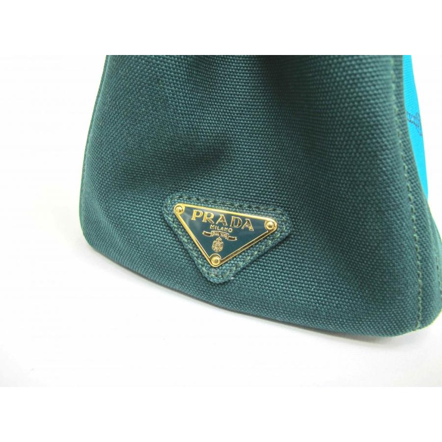 CANAPA PRADA プラダ 未使用 カナパ2wayトート 緑×青系 BN2439 8019