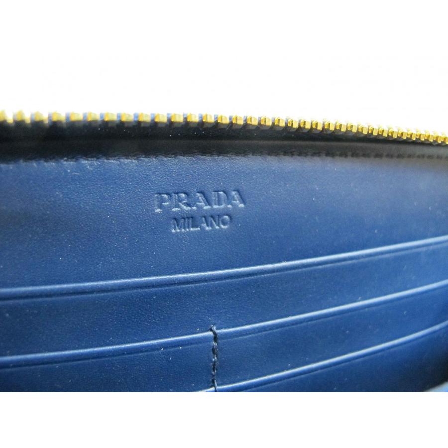 PRADA 1M0506 キルティング ラウンドファスナー 青 PRADA (新品) プラダ ラウンドファスナー 長財布 キルティング