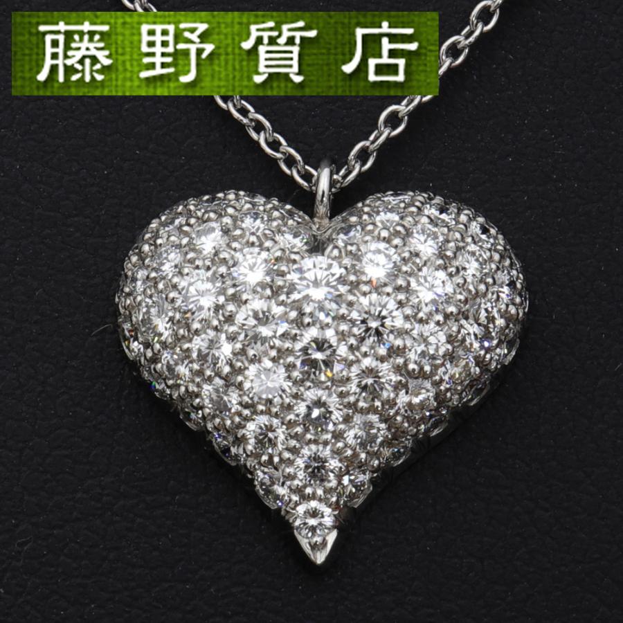(新品仕上げ済) ティファニー TIFFANY ピンチド ハート ネックレス ペンダント PT950 × ダイヤモンド パヴェダイヤ 8707