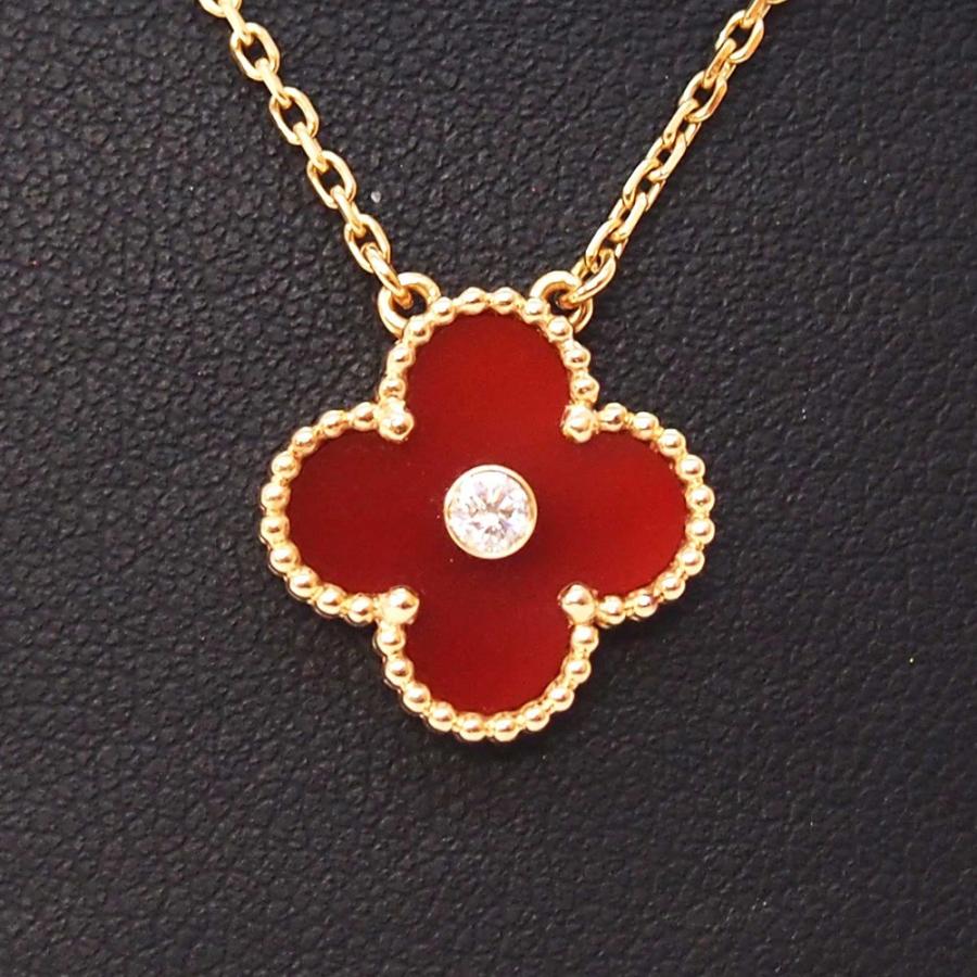 VanCleef&Arpels 新品未使用品ヴィンテージアルハンブラネックレス赤 VanCleef ＆ Arpels】【メーカー仕上済】ヴァンクリーフ&アーペル