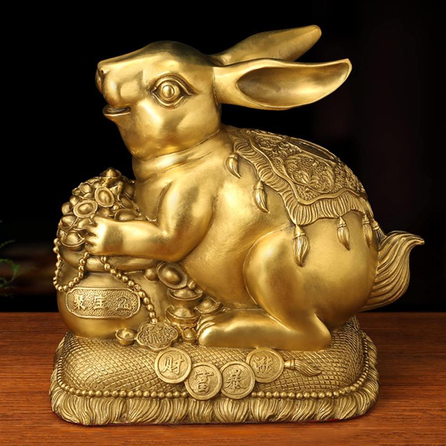 干支うさぎうさぎ 新年 置物 正月飾り 銅製 うさぎ開運祈願 銅器 飾り 幸運 招福 動物 アニマル中国の干支のウサギの飾り、2023年の旧正月の干支の ウサギのぬい