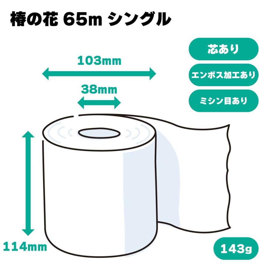 まるでパルプ品質の再生紙100％トイレットペーパー【椿の花65mシングル