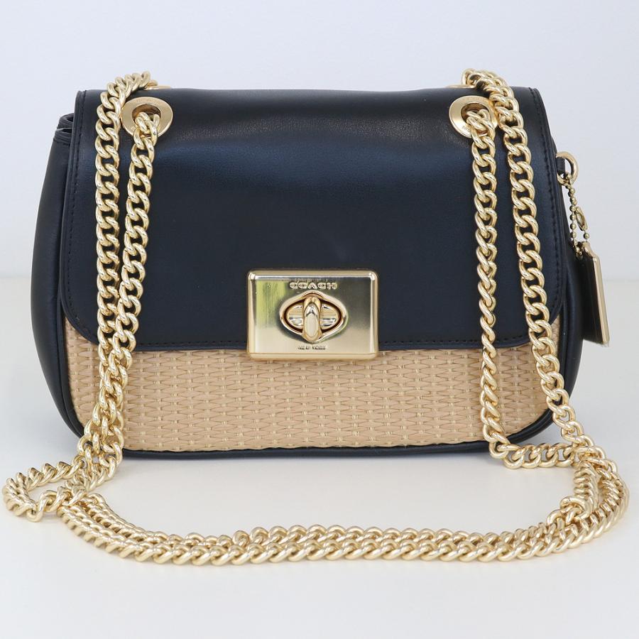 COACH（コーチ） ストロー レザー チェーン ショルダー バッグ B1977 