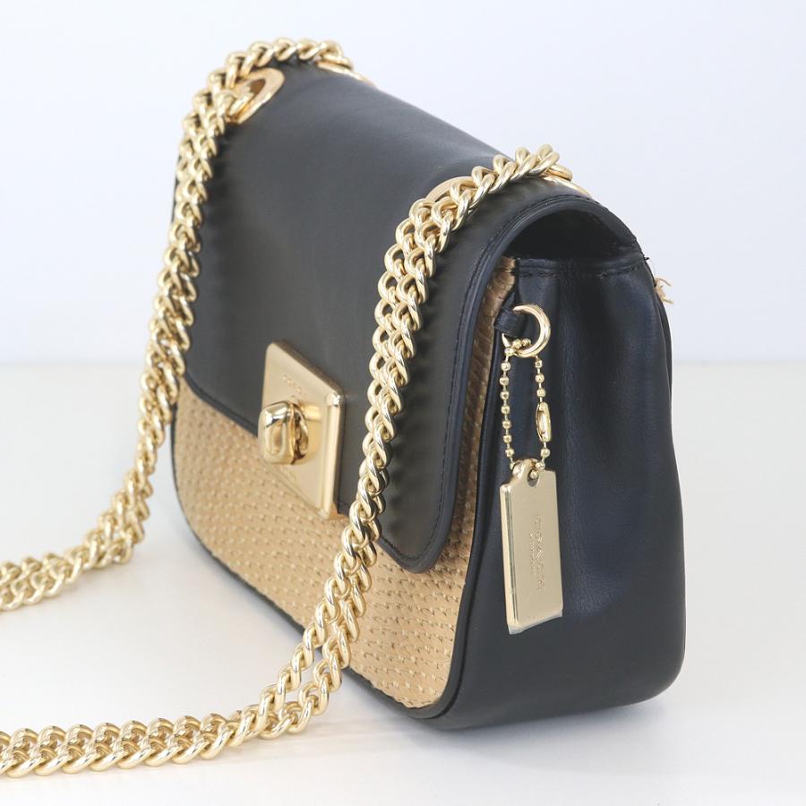 COACH（コーチ） ストロー レザー チェーン ショルダー バッグ B1977 