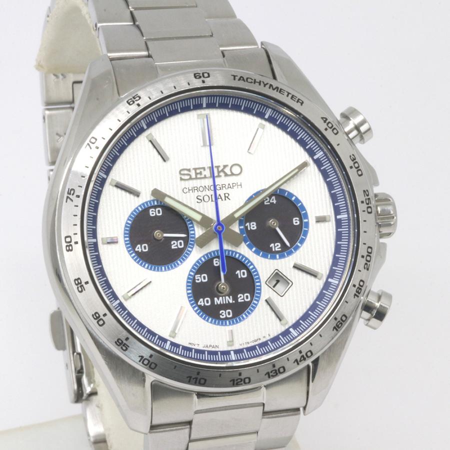 【美品】SEIKO セイコー ソーラー クロノグラフ V175-0FA0 稼働品 SEIKO（セイコー） V175-0FA0 ソーラー クロノグラフ 腕時計 （質屋 藤