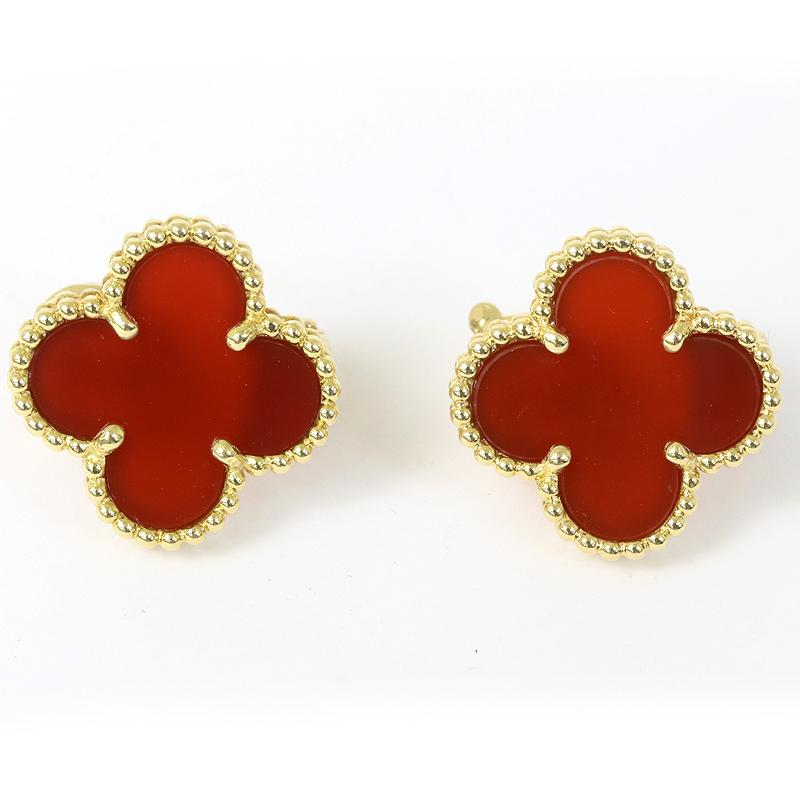 ヴァンクリーフアンドアーペル ヴィンテージアルハンブラ カーネリアン イヤリング ヴィンテージ アルハンブラ イヤリング 18K イエローゴールド