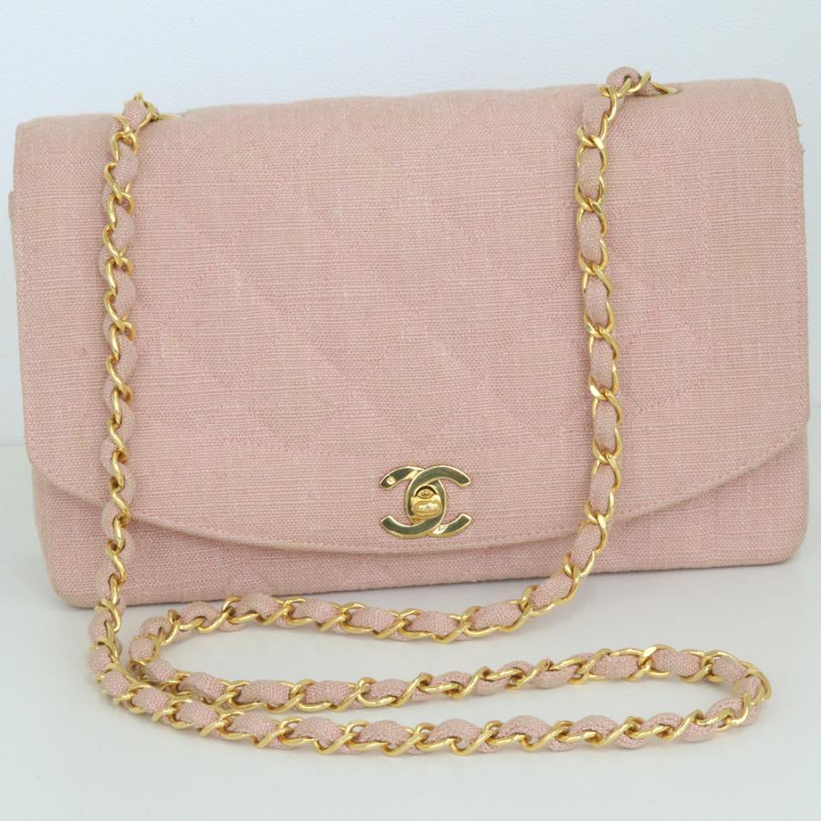 キャンバス CHANEL シャネル マトラッセ 25 ダイアナ ピンク チェーン 