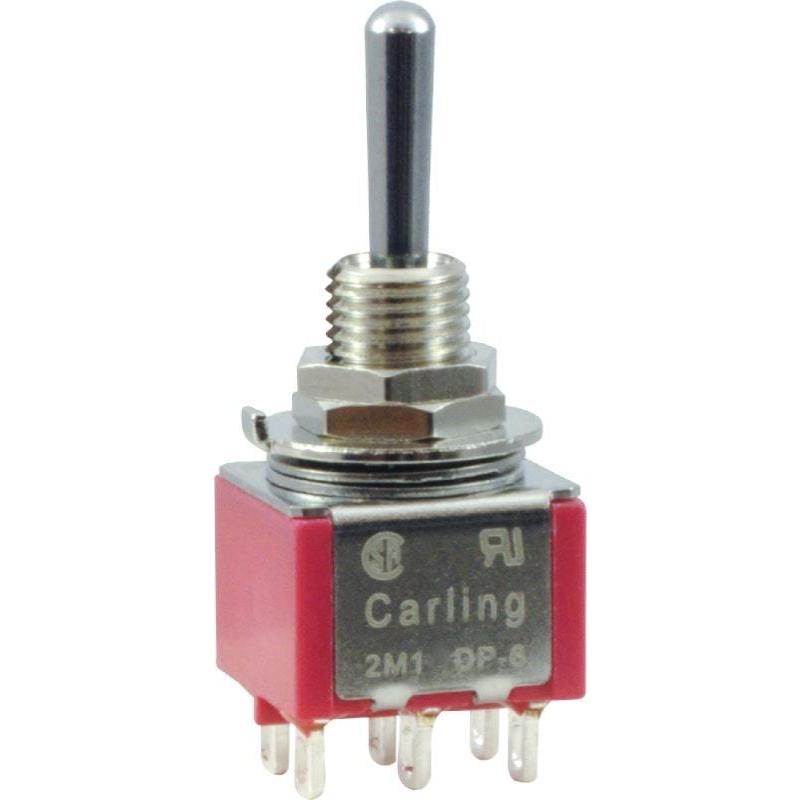 スイッチ Switch - Carling, Mini Toggle, DPDT, 3 Position, On-Off