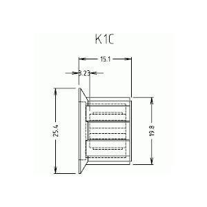ノブ Knob - Cliff, K1C, Set Screw, 25.4 x 15.1mm, Textured Black