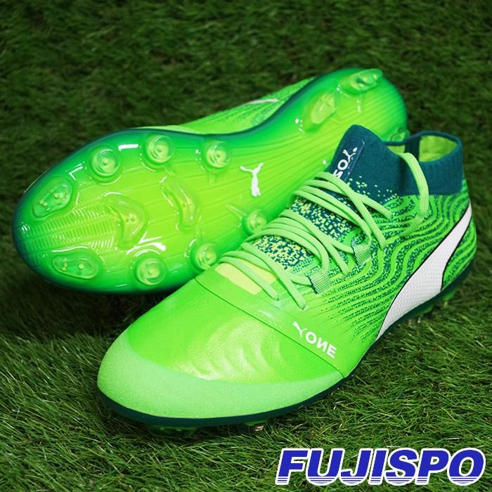 プーマ ワン 18.1 HG プーマ(puma) サッカースパイク グリーンゲッコ×プーマホワイト×ディープラグーン (104530-02)｜fujispo