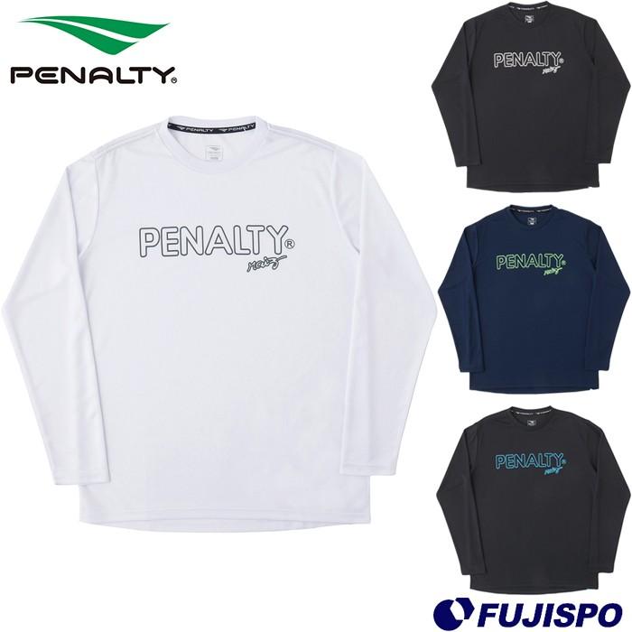 PENALTY 長袖シャツ ホワイト ネイビー Lサイズ ハイスプラロンT (PT9015)ペナルティ(PENALTY) 長袖プラクティスシャツ