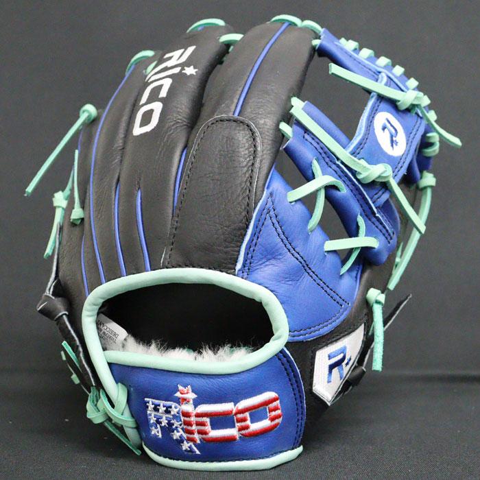 RICO 軟式グローブ 黒/青　内野手用 野球 リコ フジスポオリジナル 軟式グローブ 内野手 Rico 軟式