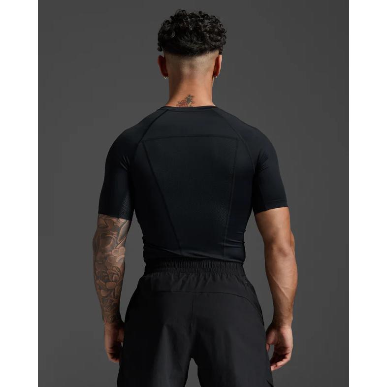 2XU ツータイムズユー メンズ PWXコンプレッション ショートスリーブトップ 半袖 スポーツ 野球 トレーニング アンダーシャツ インナー 着圧 MA6399A BLK/NLO_2