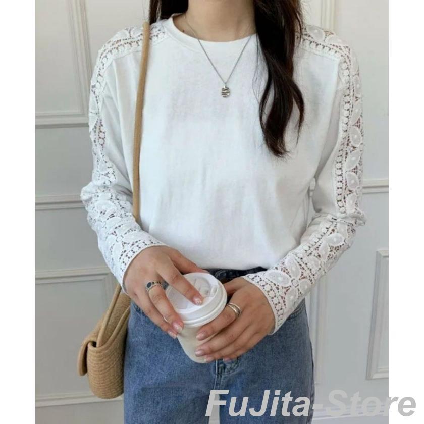 ブラウス レース トップス シャツ 刺繍 半袖 長袖 シースルー