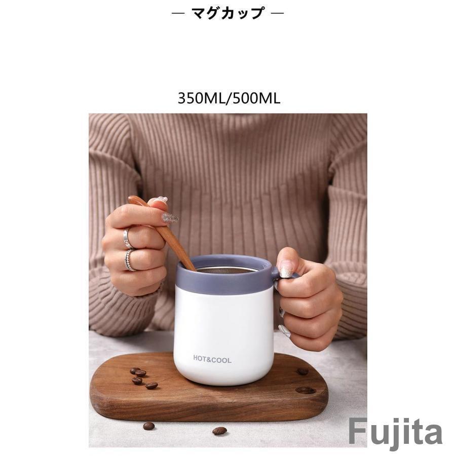 マグカップ 蓋付き 350ml 500ml 真空断熱 保温 保冷 持ち運び 北欧 おしゃれ かわいい ホワイト ブラック マグボトル 蓋付きマグカップ タンブラー マグ｜fujita-store｜02