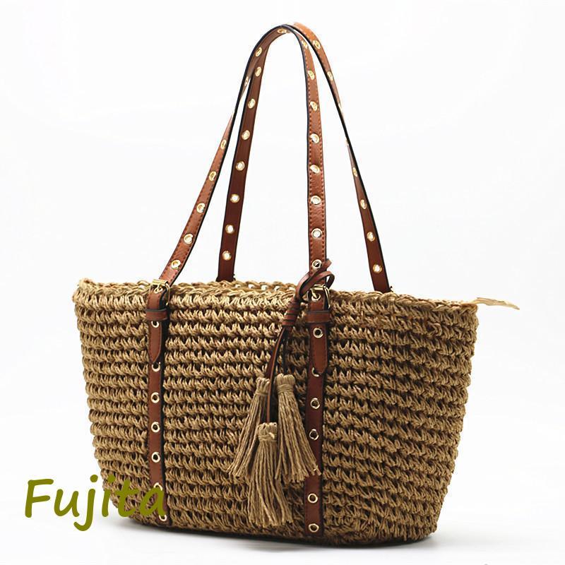 ビンテージ 大容量 軽い肩掛け 手編みかごバッグ  ラタンバッグ　サマーバッグ 楽天市場】かごバッグ トートバッグ カゴバッグ ファスナー付き