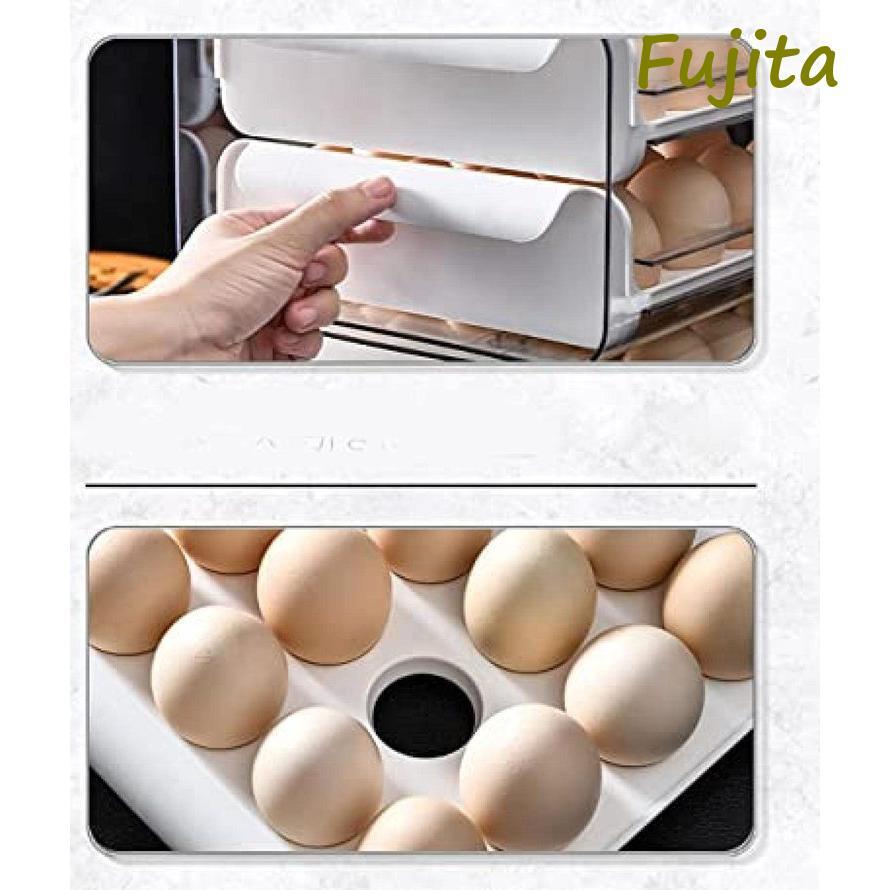 玉子収納ケース 卵パック 卵ボックス 卵保護ケース 冷蔵庫収納 整理 収納ボックス 取り出し便利 引き出し式 コンパクト 耐久性 32個 冷蔵庫用｜fujita-store｜06