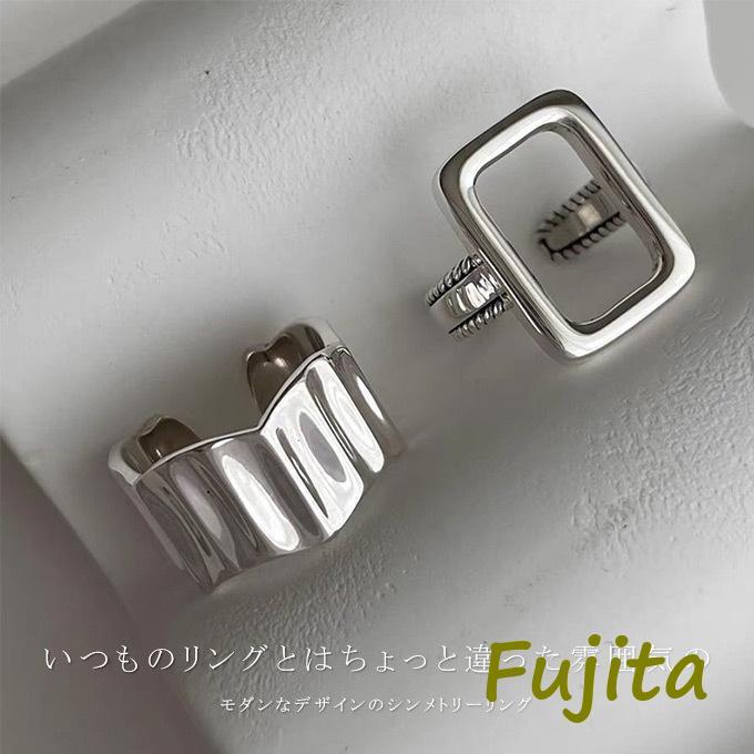 シルバーデザインリング ウェーブデザイン スクエアデザイン 指輪 リング 2タイプ｜fujita-store｜02